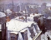 Snow-covered roofs in Paris Gustave Caillebotte